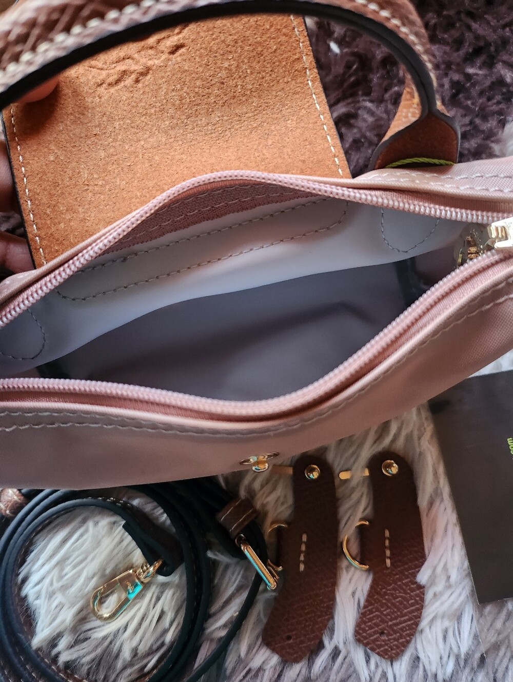 Longchamp Pink Blush Muave Mini Bag with Removable Strap NWT - Picture 3 of 5